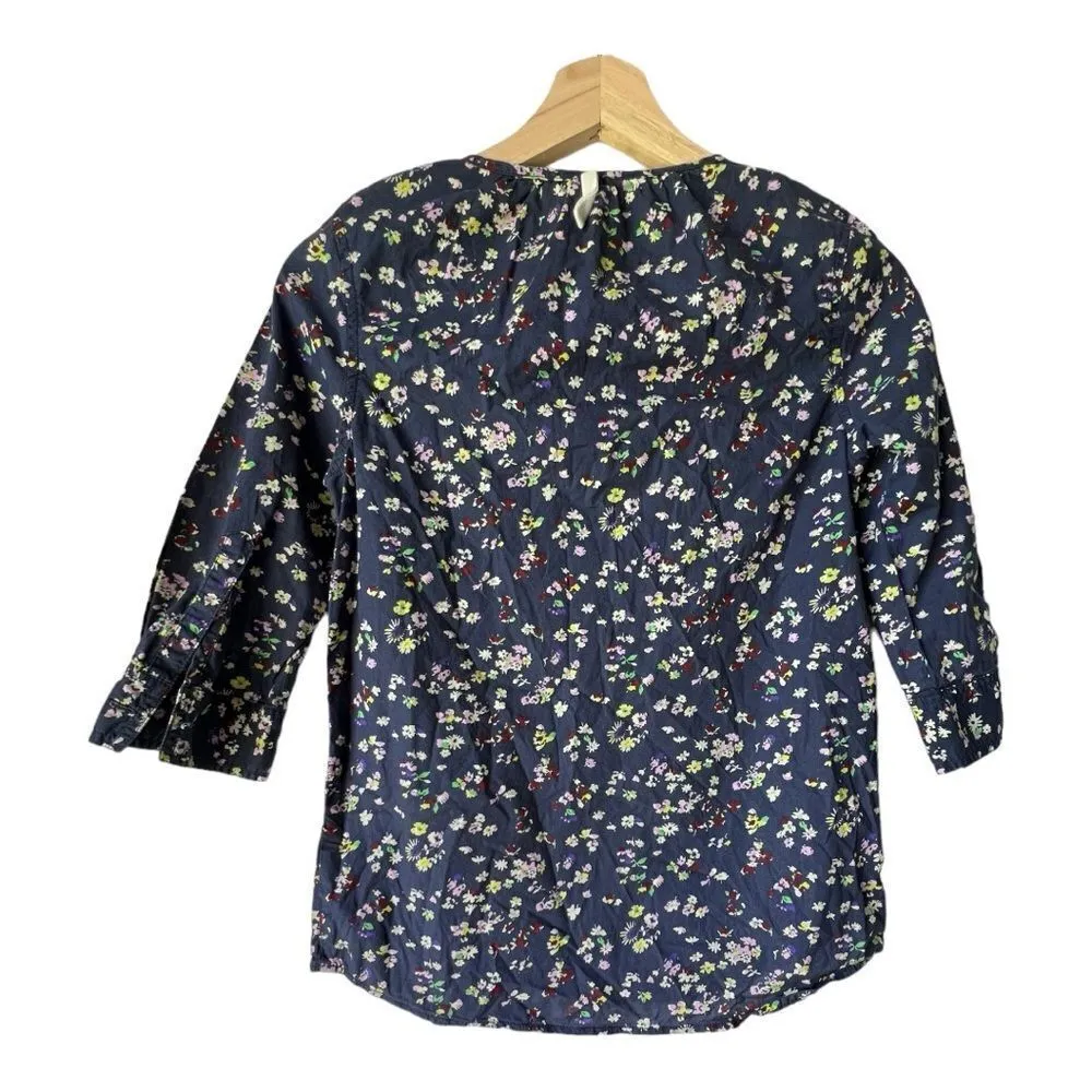 Women's VINTAGE blouse floral purple 3/4 sleeve Crewcuts J.crew U.K front button Size undefined - Image 3