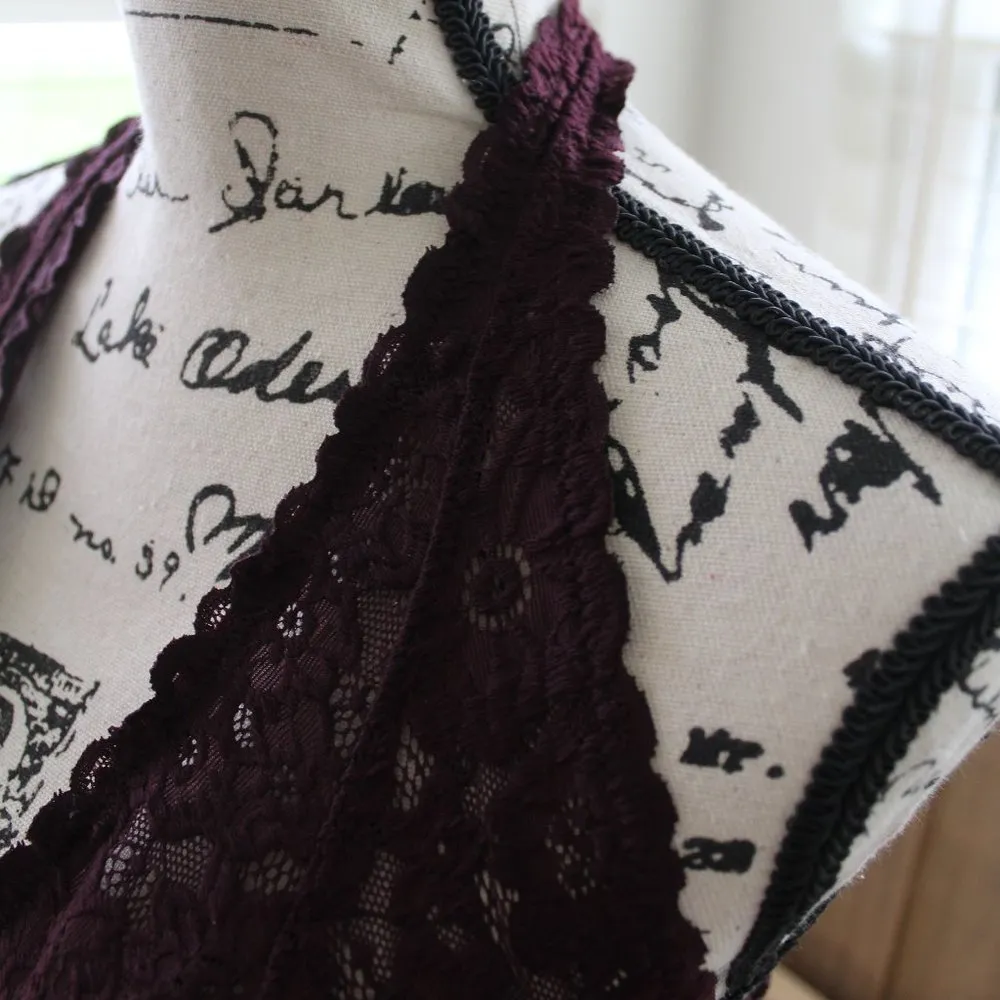 Aerie Lace Halter Cami Bra Burgundy Sz Lg - Image 3