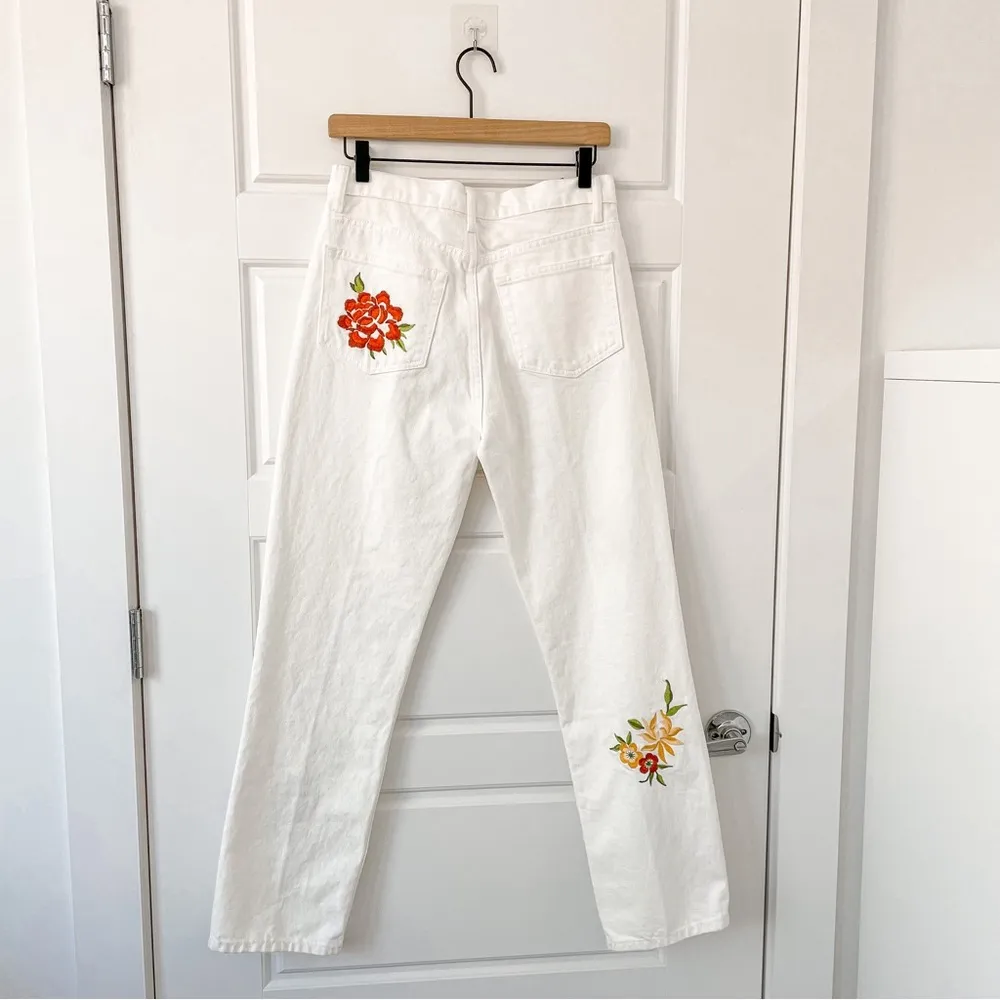 NEW Reformation Cynthia High Rise Straight Jeans Flora Embroidery - Image 5