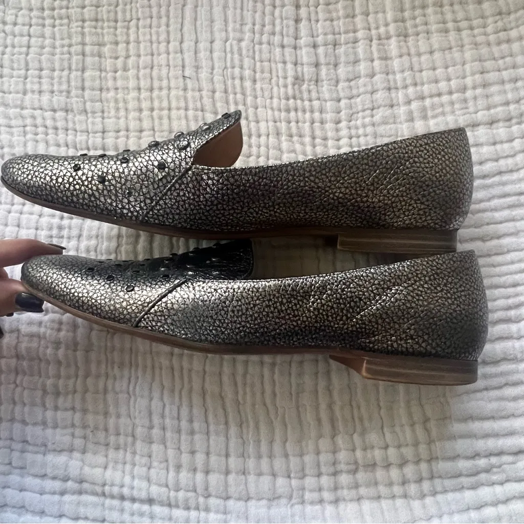 NATURALIZER Emiline Loafers Silver NAEMILINE 4 metallic studded SIZE 10 leather - Image 6