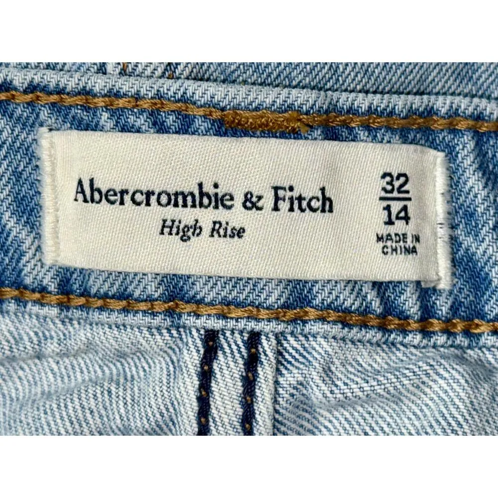 NEW Abercrombie & Fitch High Rise Blue Denim Slit Midi Skirt Womens Size 32 14 - Image 4