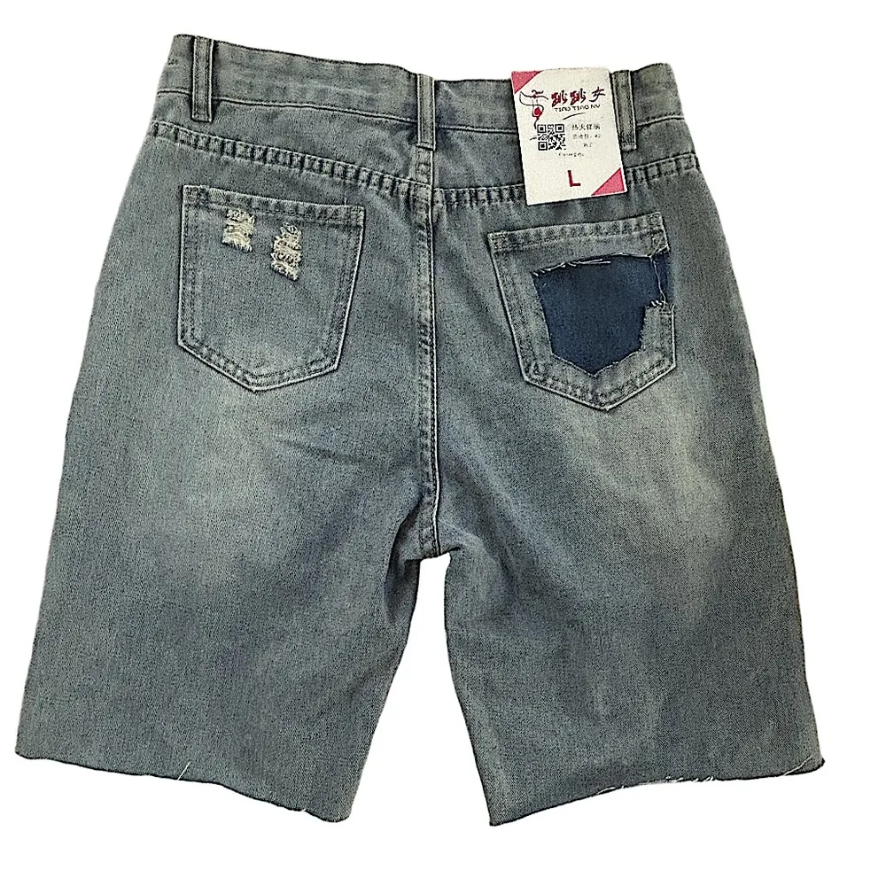 maximalist bedazzled colorful gemstone glam grunge bling Jean shorts NWT LG - Image 2