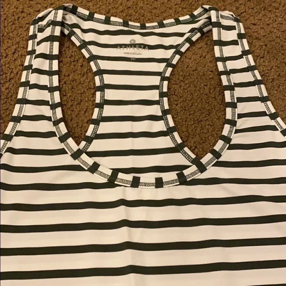 Athleta White & Grey Racerback Tank Top - Image 4