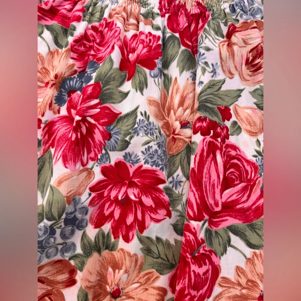 Vintage 1980s Russ Corduroy Light Pink Floral A - Image 5