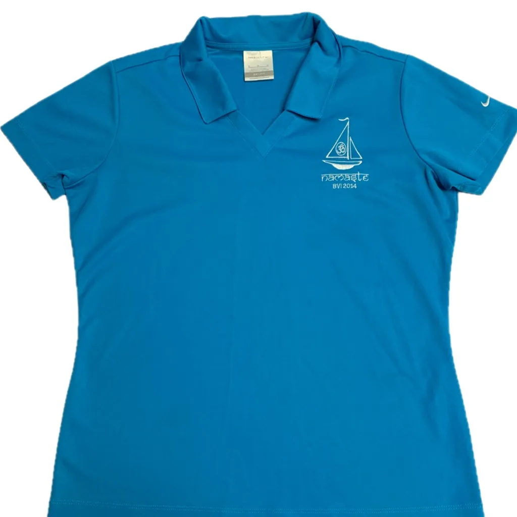 Nike Dri-FIT Namaste BVI 2014 Women’s Polo Shirt Blue - Image 2
