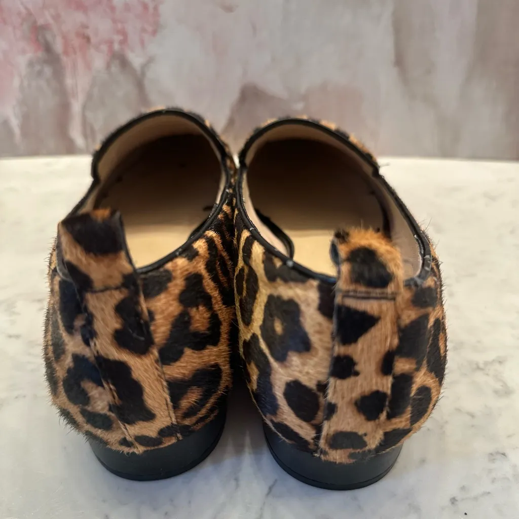 Women’s Franco Sarto Susie 2 Leopard Print Loafer Flats Sz 9.5 Leather Calf Hair - Image 3