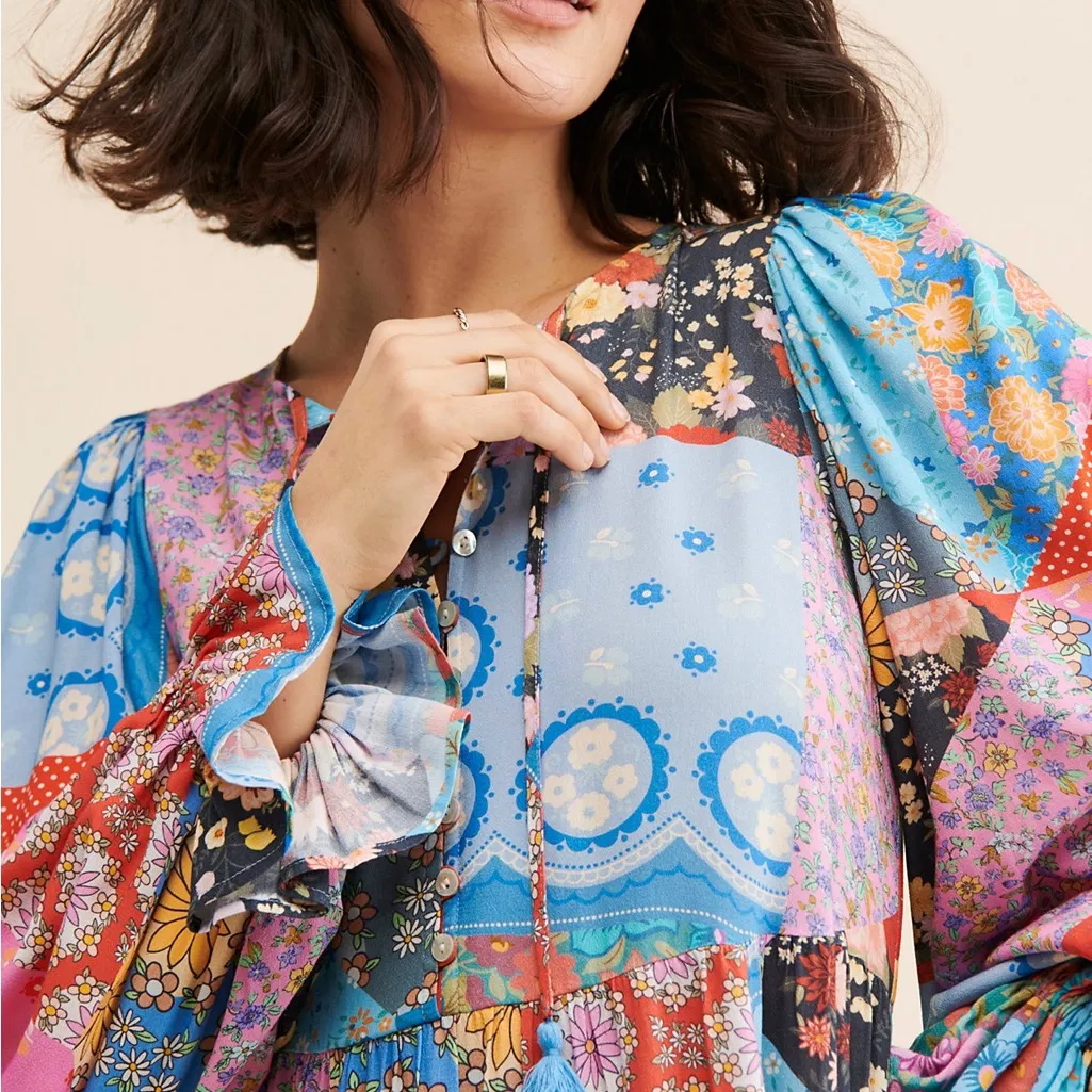 Spell Cha Cha Boho Midi Dress Sz L Blue Size L - Image 7