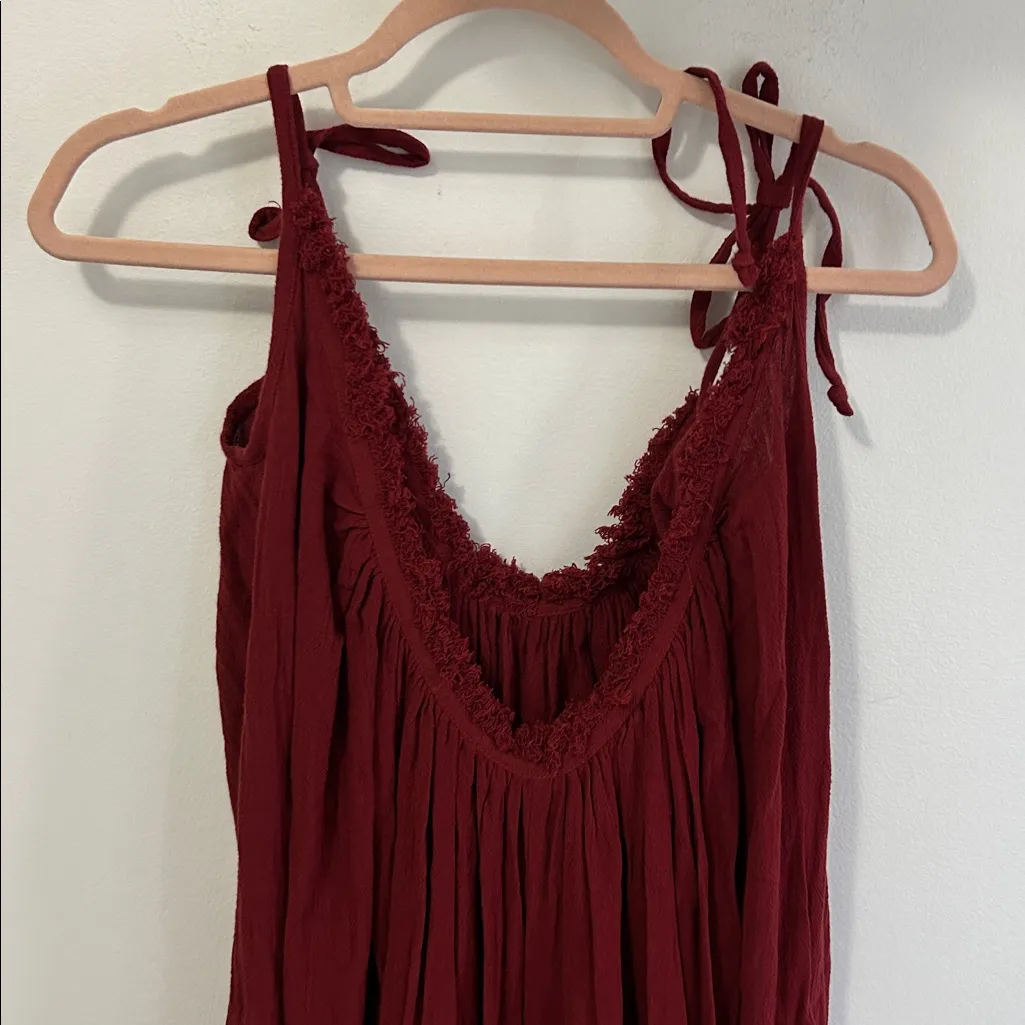 Caravana Yetzi Oversized Gathered Cotton Gauze Jumpsuit Red Size undefined - Image 5