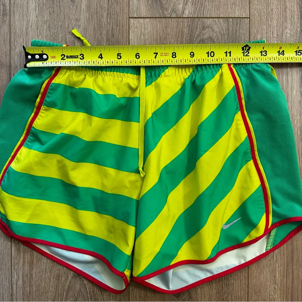 Nike Dri-Fit Athletic Shorts Women's size Small in Green Yellow stripes running - Image 9