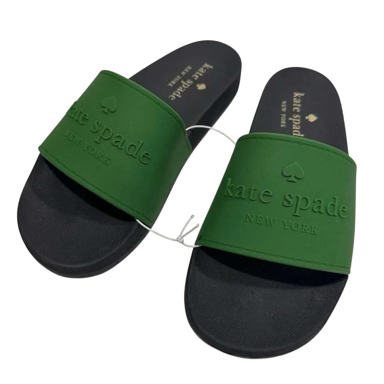 Kate Spade New York Green Black Logo Slide Sandals Pool Beach Size 8 - Image 2