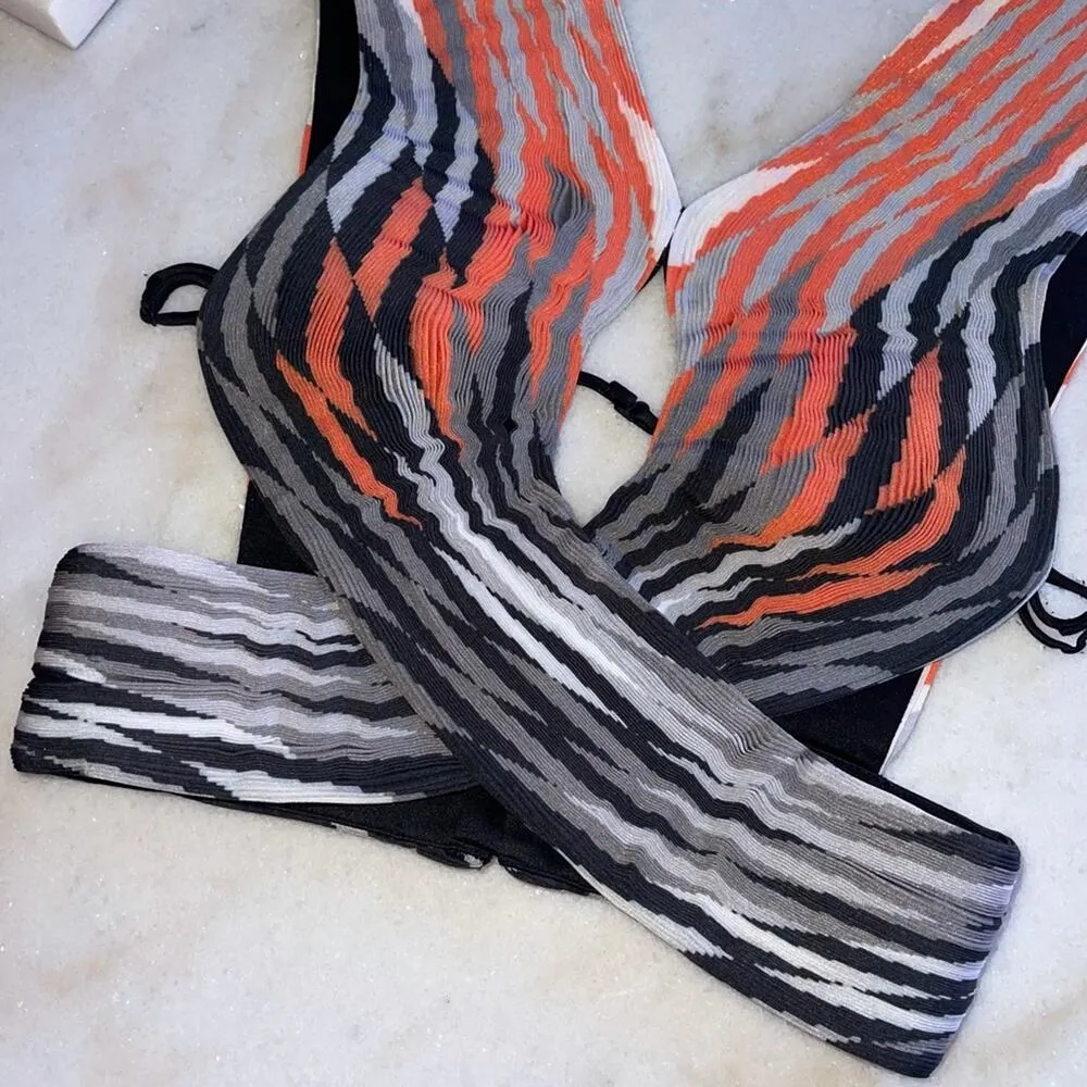 Alexander Wang Accordion Pleated Criss Cross Top in Pavement Woven - Image 9