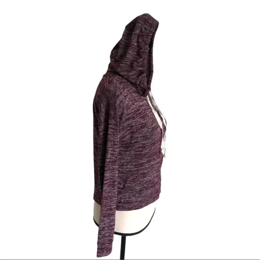 AEO Cropped Purple Light Weight Zip Up Sweatshirt With Hoodie Size XS - Image 3