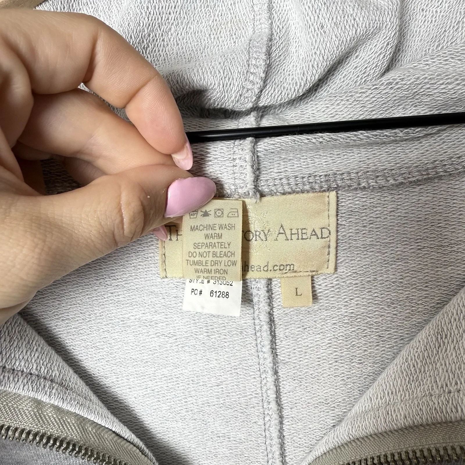 The Territory Ahead Womens Gray Hoodie Full Zip Jacket Cotton Blend Size L - Image 5