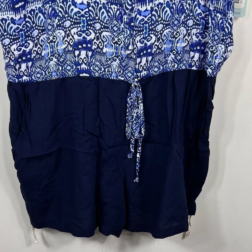 Department 222 Drawstring Waist Romper Blue Size L - Image 3