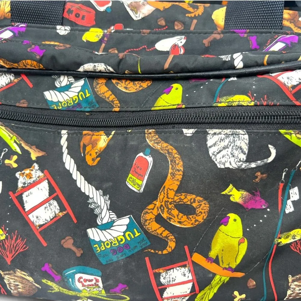 RARE Take Cover x Nicole Miller VINTAGE Y2K Animal Pets Shoulder Tote Duffle Bag - Image 6