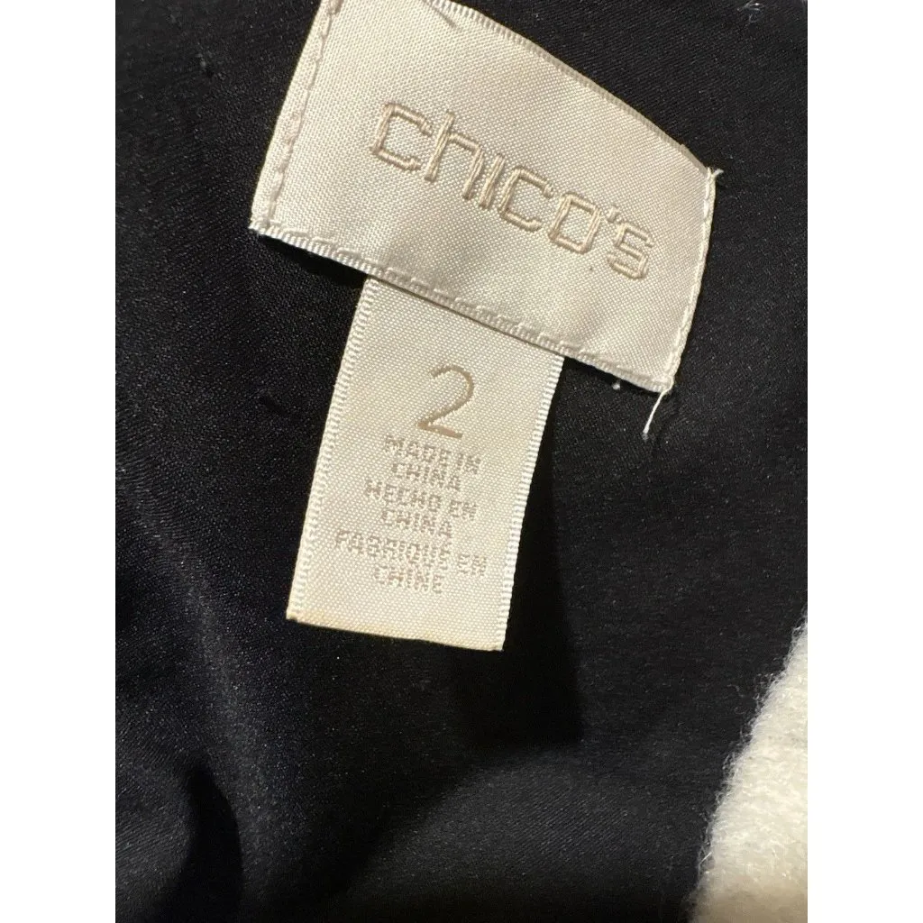 CHICOS Zebra Animal Faux Fur Wool Blend Vest Black White Size 2 US 12 Large - Image 5