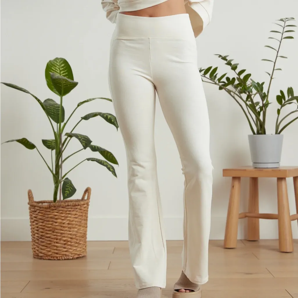 Known Supply • Dawn Pants in Pearl • Cream Ivory Flare Organic Cotton Size M - Image 2