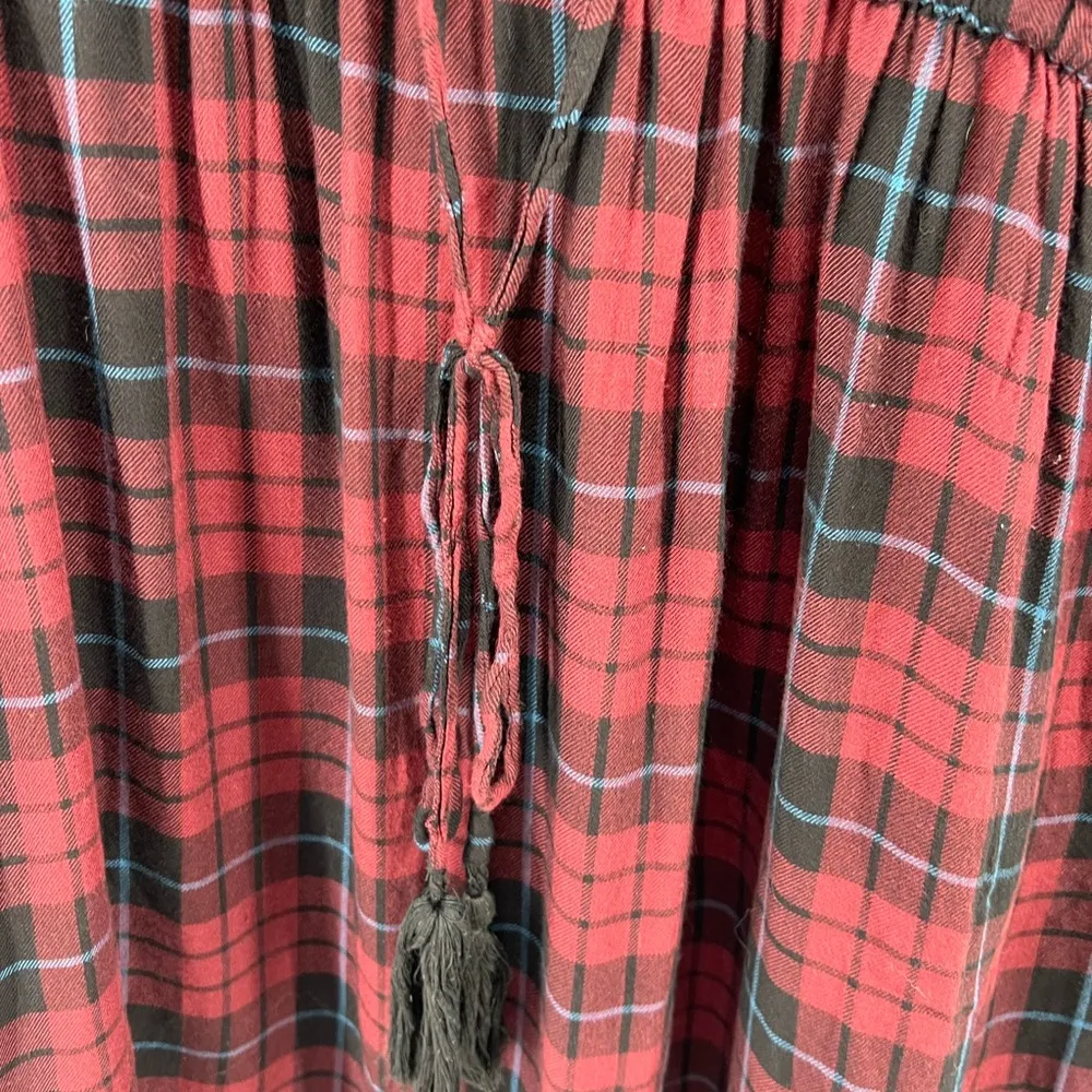 Lane Bryant plaid long sleeve fall casual office dress burgundy 28 plus winter - Image 5