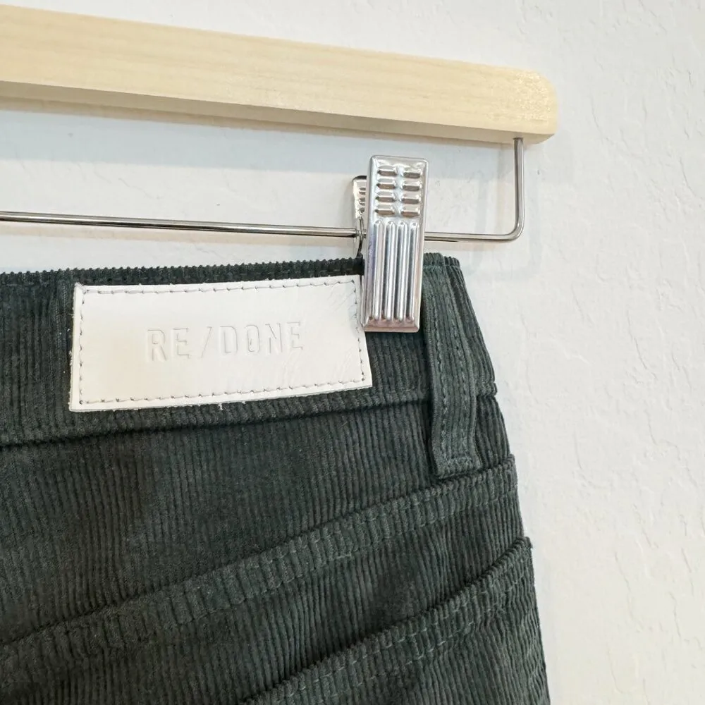 Re/Done 70s Loose High Rise Flare Corduroy Pants Holiday Dark Moss Green Size 24 - Image 8