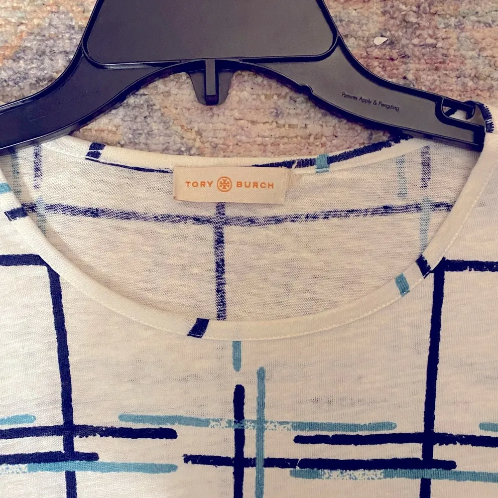 Tory Burch 100% Linen Grid Tee - Image 7