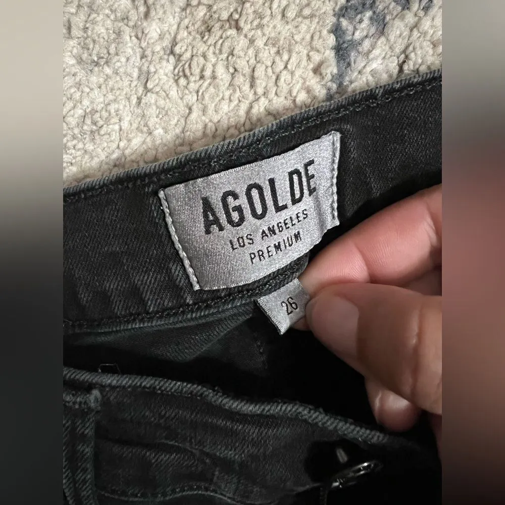 Agolde black distressed jeans raw hem 26 - Image 8