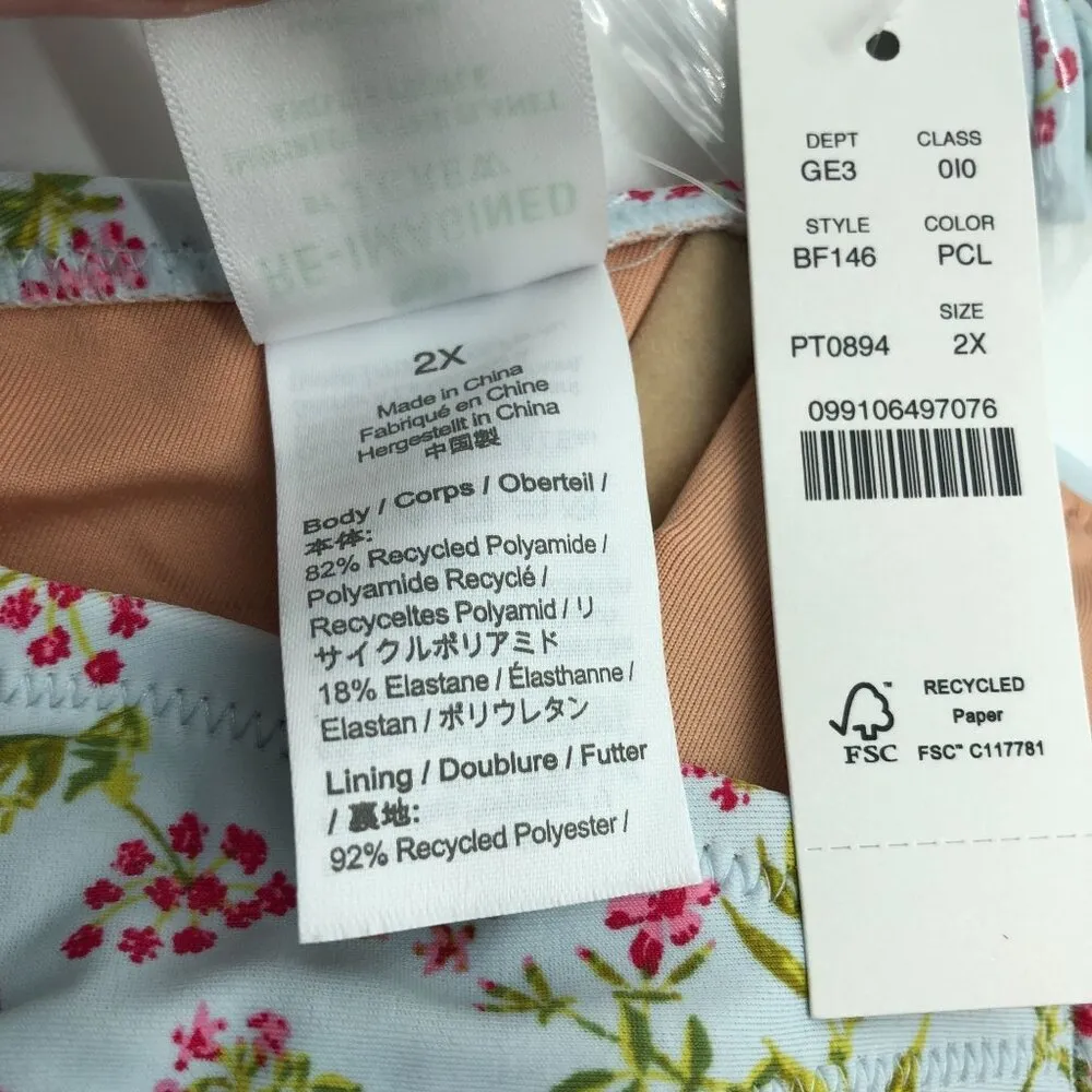 J.Crew Womens Knot Bandeau Bikini Swim Top Cloud Meadow Floral Blue 2X - Image 5