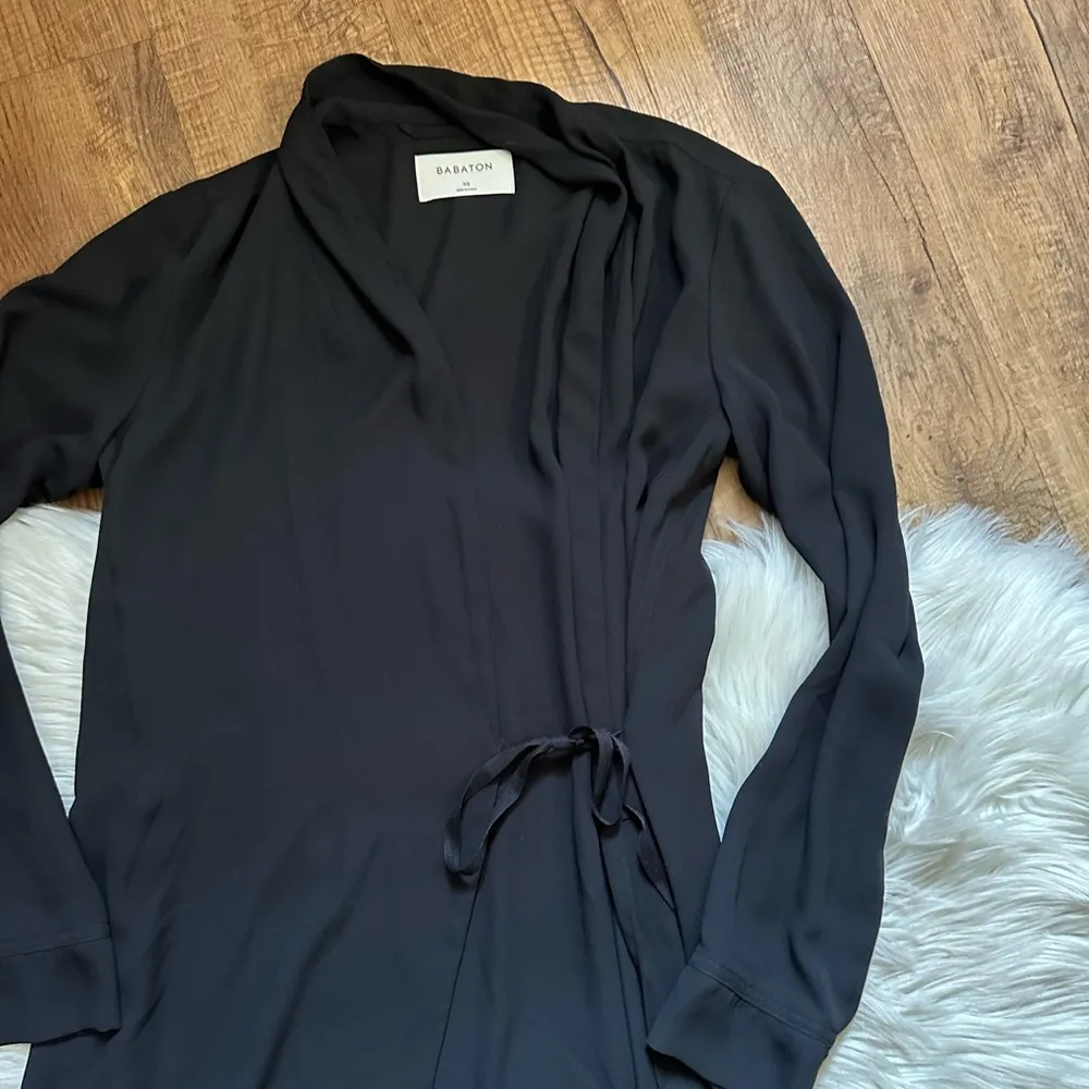 Aritzia  Babaton Black Long Sleeve Mini Wrap Dress In Black - Image 5