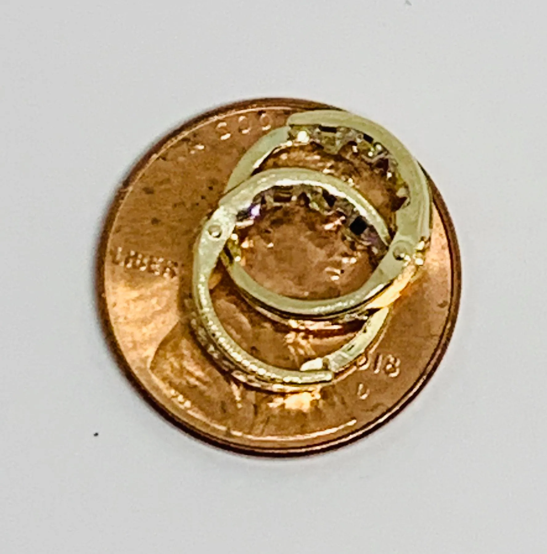 10k Solid Gold Earrings Huggies White Cubic Zirconia and Stars Small Hoop Earrings - Image 5