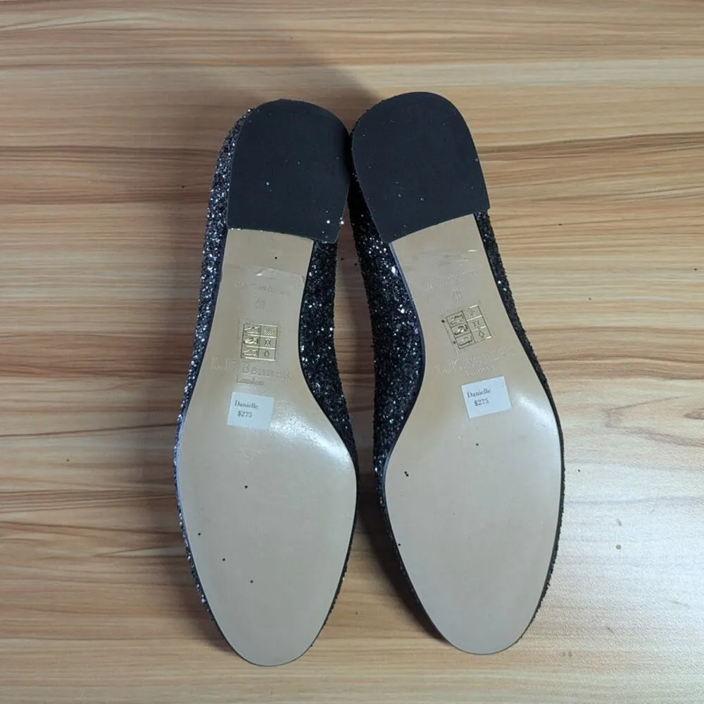 LK Bennett Danielle Black Sparkly Round Toe Block Heels EU Size 40 US Size 10 - Image 12