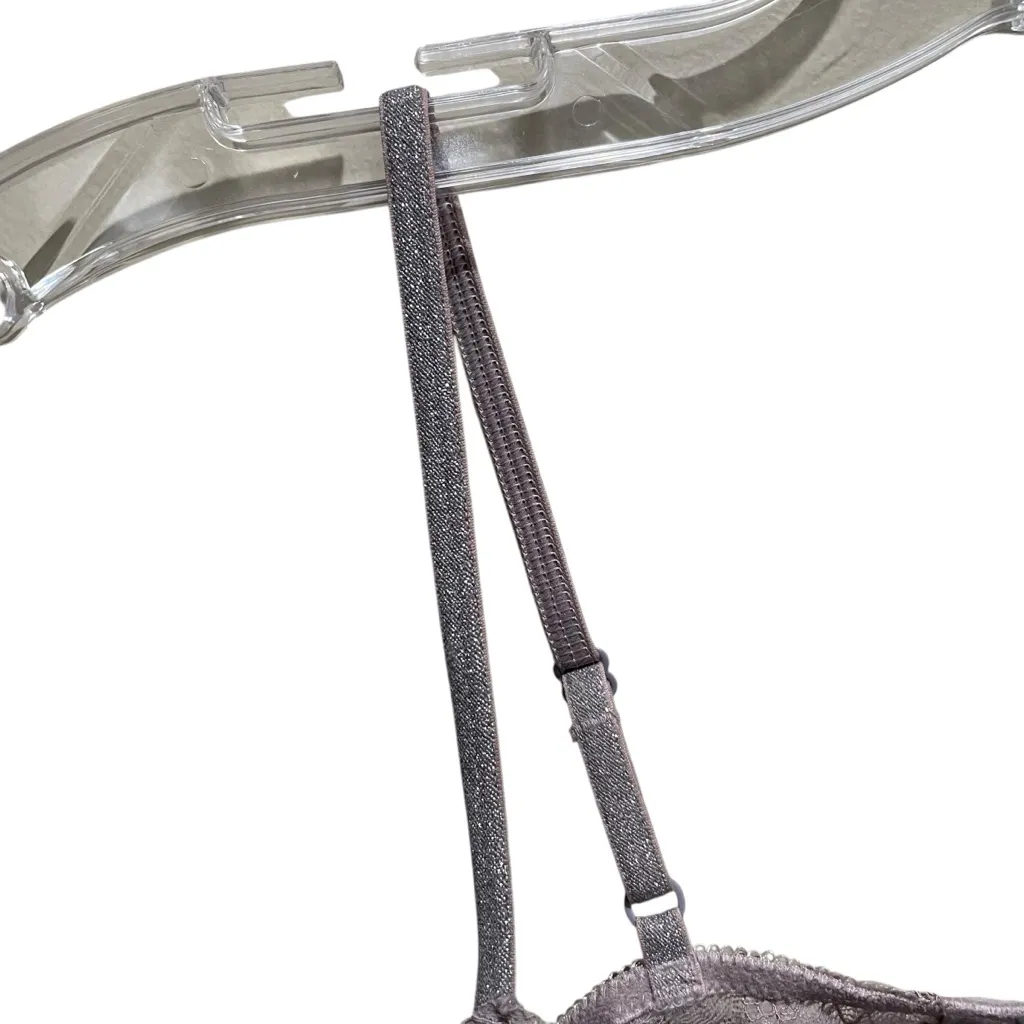 GapBody Favorite Demi Plunge Bra Lace Sparkle Strap Grey Purple Women’s Size 34B - Image 3