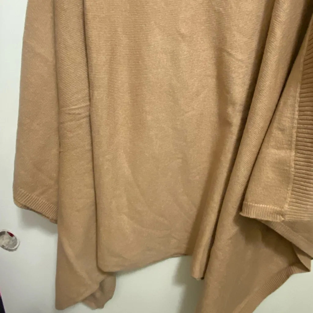Dennis Basso Womens Camel Beige Poncho Shawl Sweater XL Turtleneck QVC NWOT - Image 5