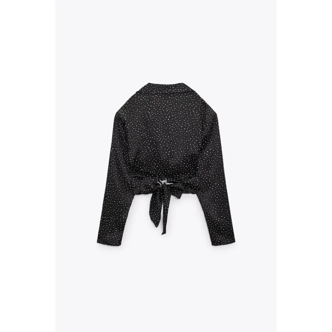 Zara Satin Tie Front Spotted Blouse Top - Image 10