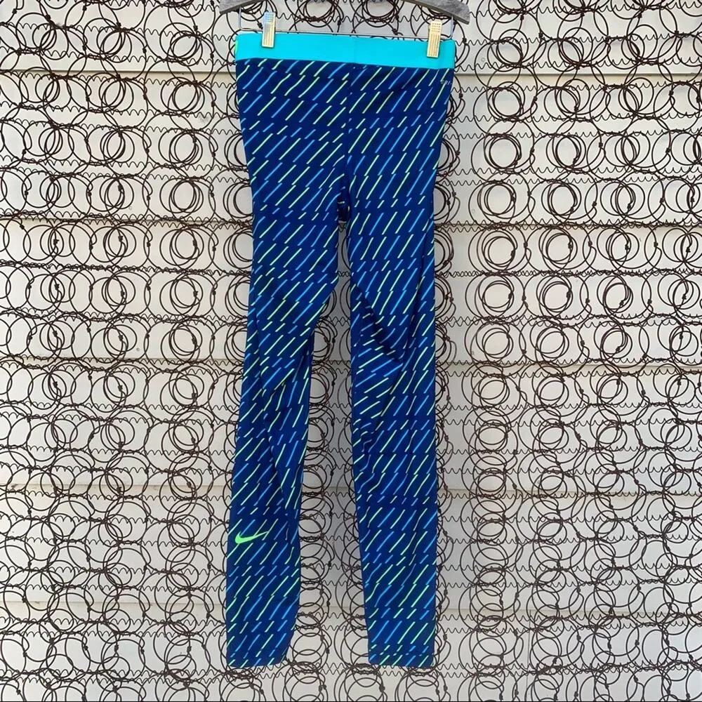Nike Pro leggings tights blue colorful candy “bar” MEDIUM - Image 2