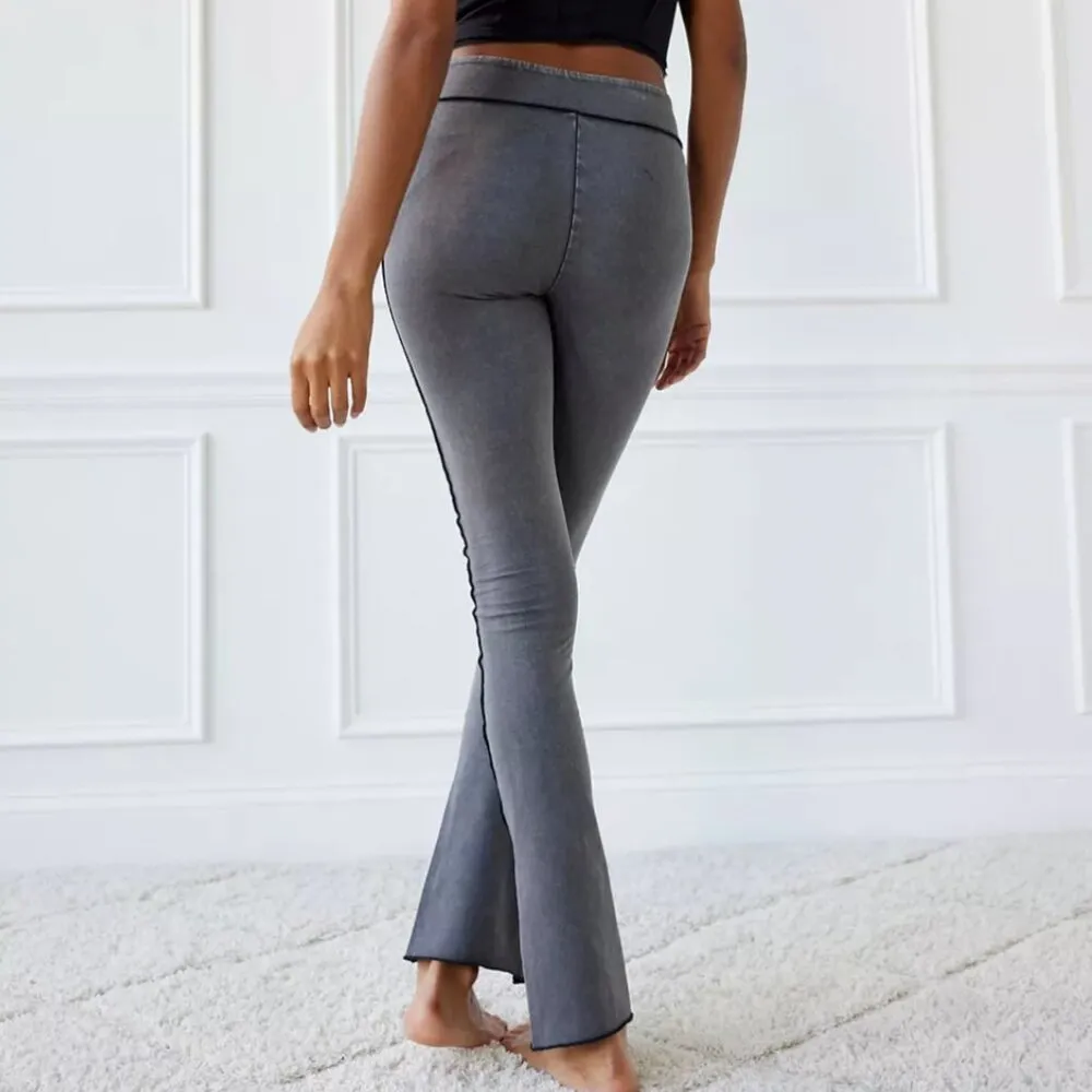 Urban Outfitters Pants harper split hem womens Gray (small) yoga comfy low rise - Image 4