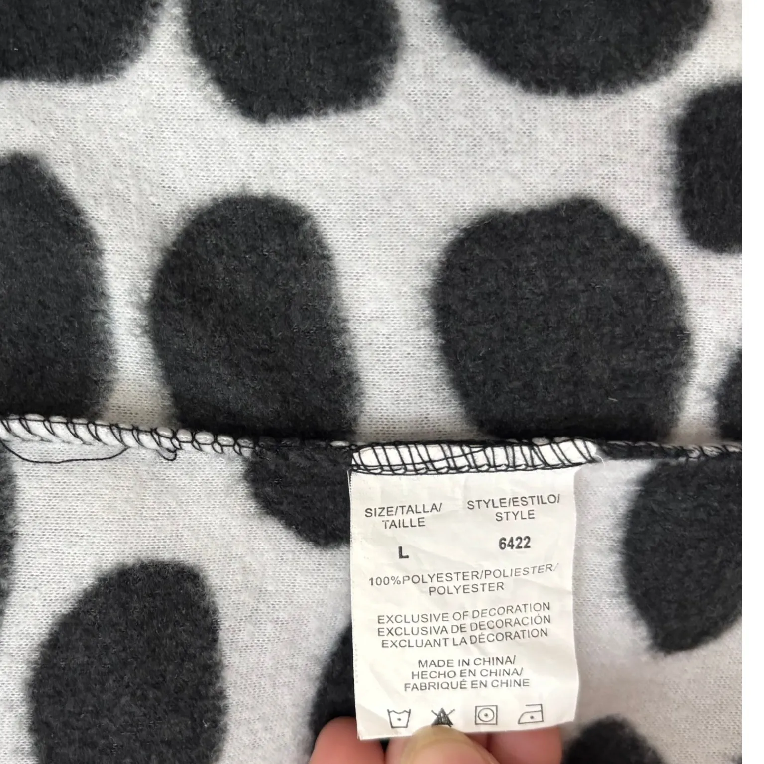 Dalmatian Dog Costume‎ Fleece Adult L Halloween Cosplay Pajamas Jumpsuit White Size L - Image 5