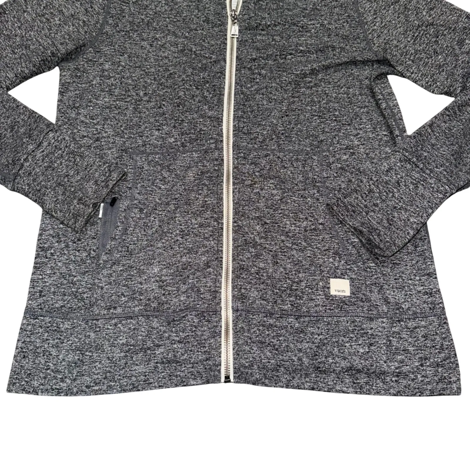 Vuori Heather Grey Zip Up Hoodie Activewear Athleisure Lightweight Womens Small - Image 4