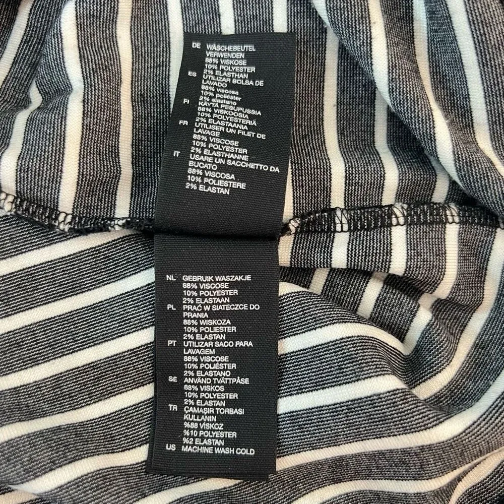 & Other Stories Stripes Fold Off-The-Shoulder Mini Dress Black Size 6 - Image 9