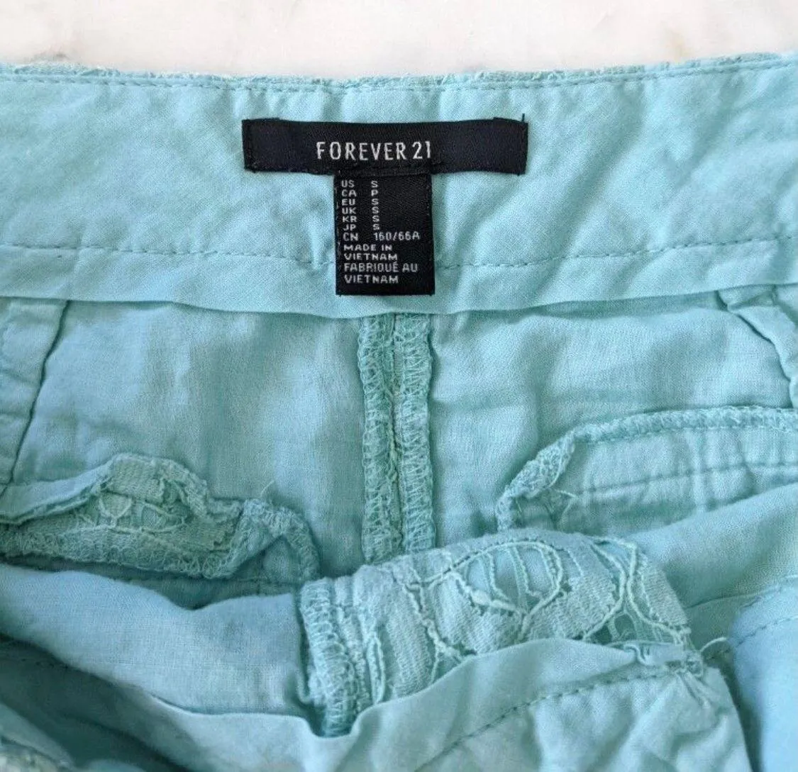 Mint Green Teal Lace Shorts - Image 4