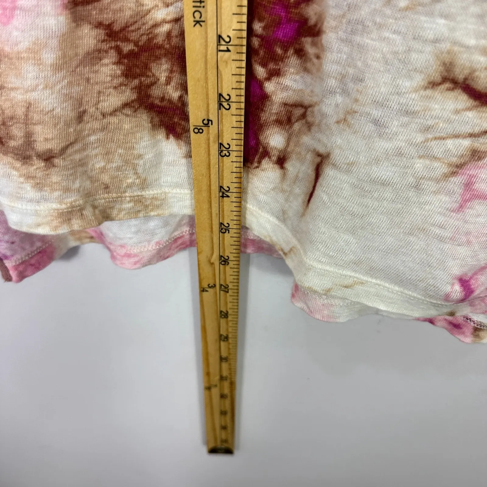 Cynthia Rowley Linen Top M Pink Brown Tie Dye Boho Artsy Resort Coastal Chic - Image 3