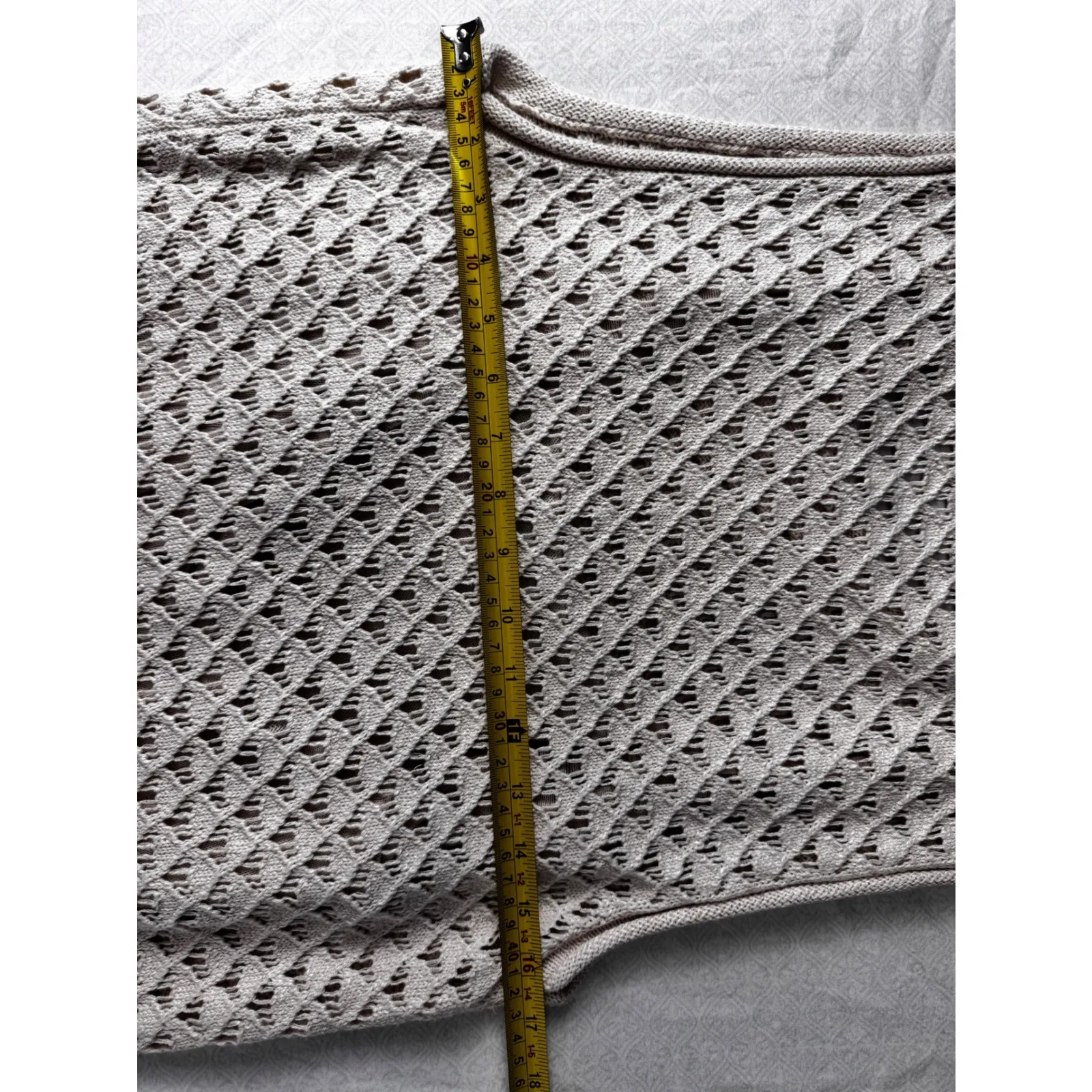 Sanctuary Women Knit Crochet‎ Sleeveless Mini Dress M Cream Textured Open Weave - Image 8