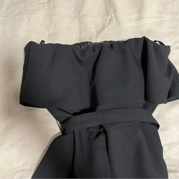 Aritzia Babaton Black Flutter Jumpsuit Sleeveless Wide Leg Ankle Length Belted 2 - Image 4