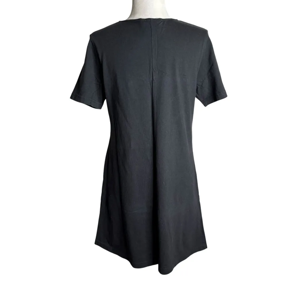 Vintage 90s Coconut Bay Black Petite Medium TShirt Dress Animal Stamped Painted - Image 4