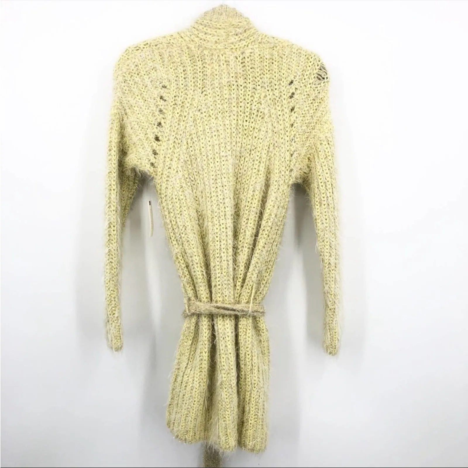 Anthropologie Yellow Larkin Shimmer Belted Cardigan Small Long Sleeve NEW - Image 5
