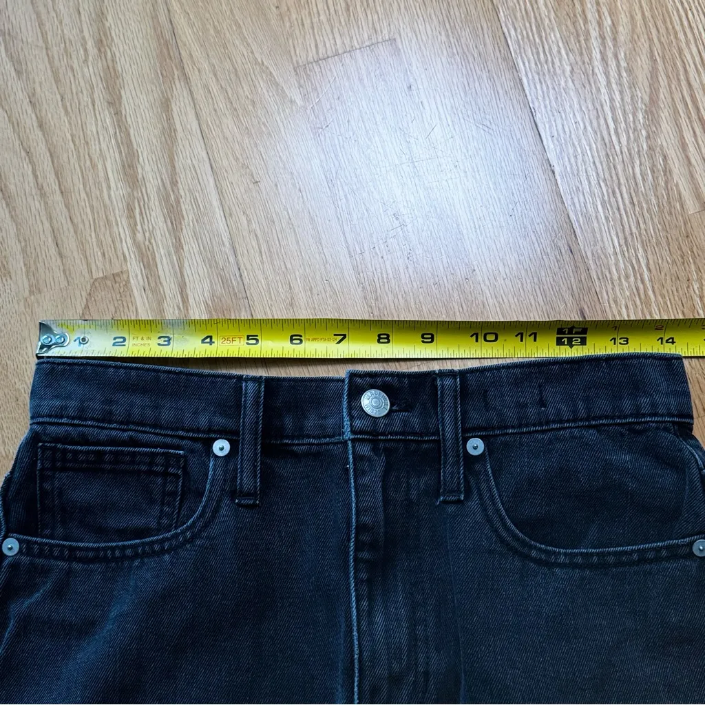 Madewell Rigid Denim A-Line Skirt Charcoal Gray 26 EUC Goth Grunge Witchy Frayed - Image 7