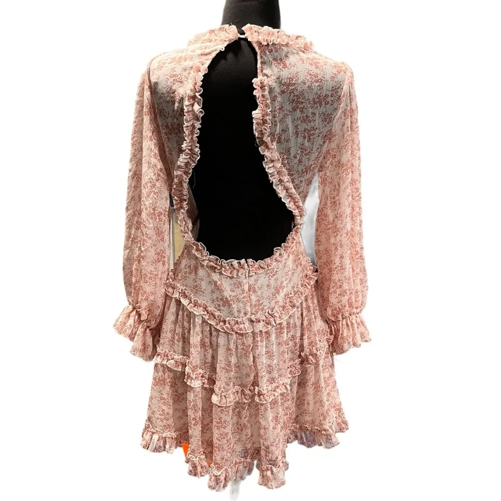 The Impeccable Pig Pink Floral Flounce Dress size Medium - Image 6