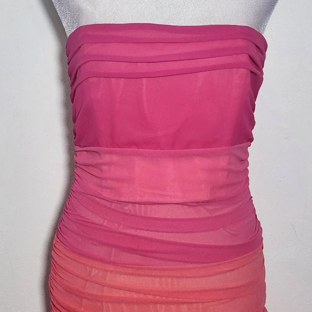 NBD Pink and Orange Ombre Mini Bodycon Dress with Bubble Skirt NWT Size Small - Image 5