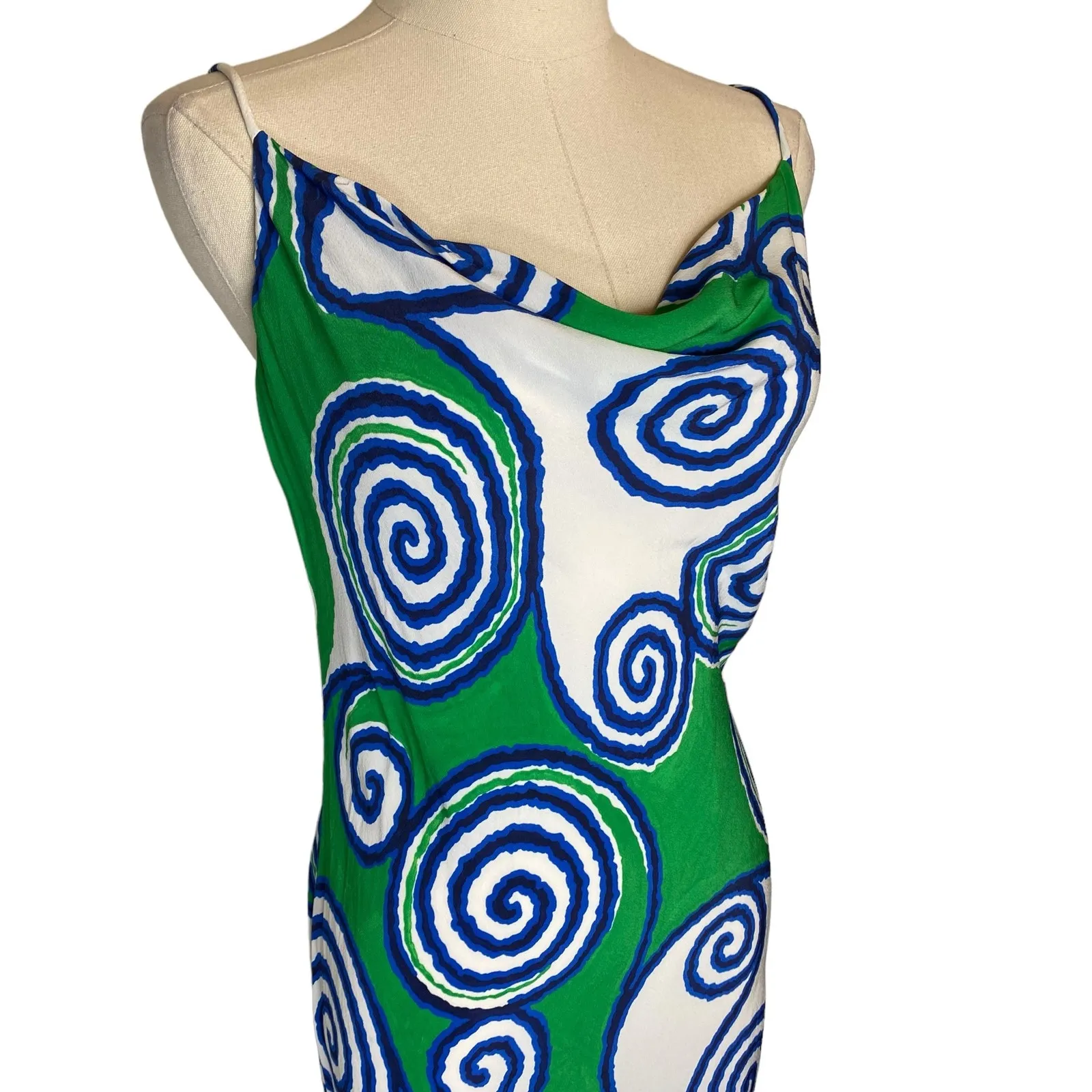 Rhode Jemima Swirl Maxi Slip Dress Green Size 8 - Image 4
