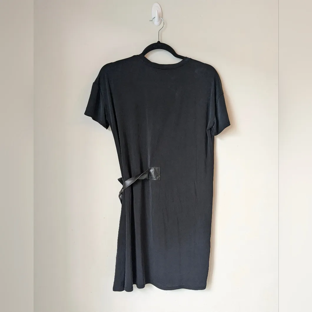 Dolan Anthropologie Black Faux Leather Side Tie Mini T - Image 8