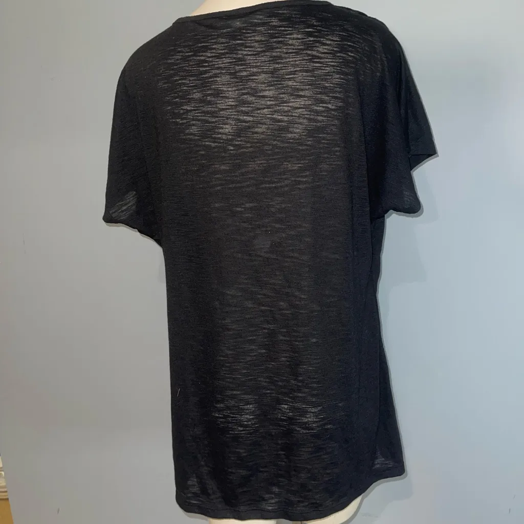 Hybrid black cowl neck top blouse short sleeve shirt bedazzled sleeved XXL - Image 4