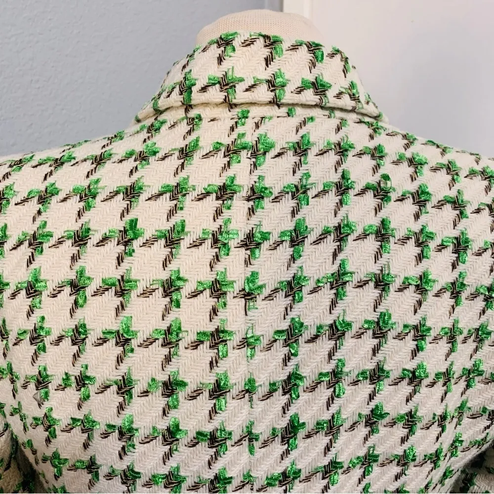 Zara Woman Textured Double-breasted Blazer Flap Pockets Jacket Ecru Green Size S - Image 11